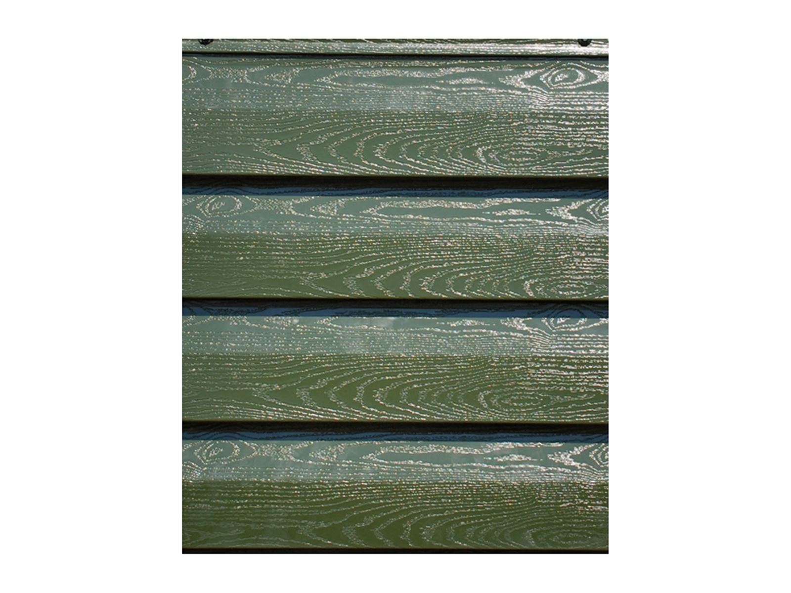 Stalen rabat profielplaat, Finish, 0.55mm, houtnerf Juniper Green (±RAL 6007)