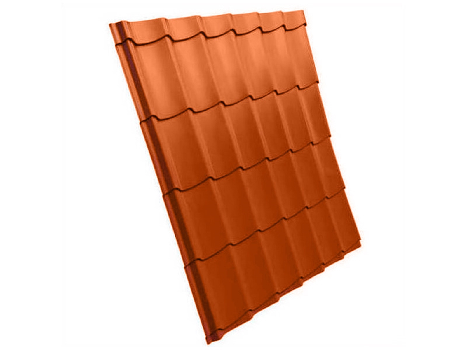 Stalen dakpan profielplaat, Kingstile, 0.50mm, anti-condens vilt, interieur, HPS Terracotta (±RAL 8004)