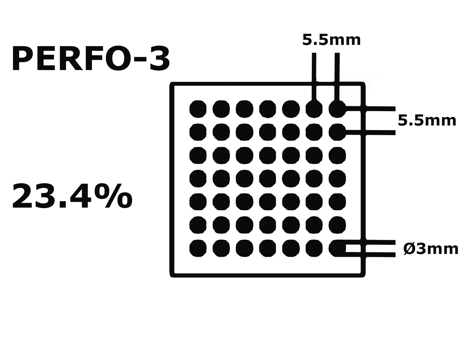 Stalen damwandplaat, 35/1035, 0.63mm, PERFO-3, HPS Zwart (±RAL 9005)