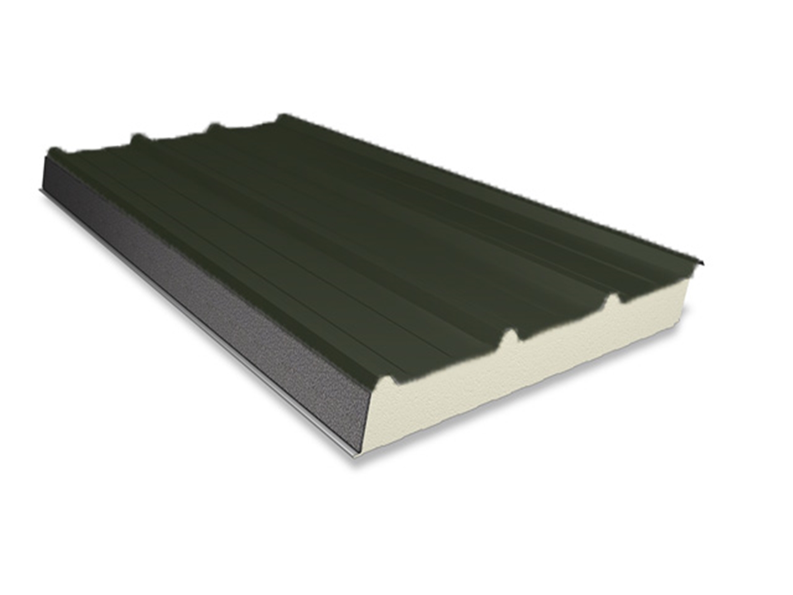 SAB trapezium PIR sandwichpaneel dak type D, 3 Kroon, 40/70mm, 0.75mm, interieur, HPS200 Ultra Juniper Green (±RAL 6007)