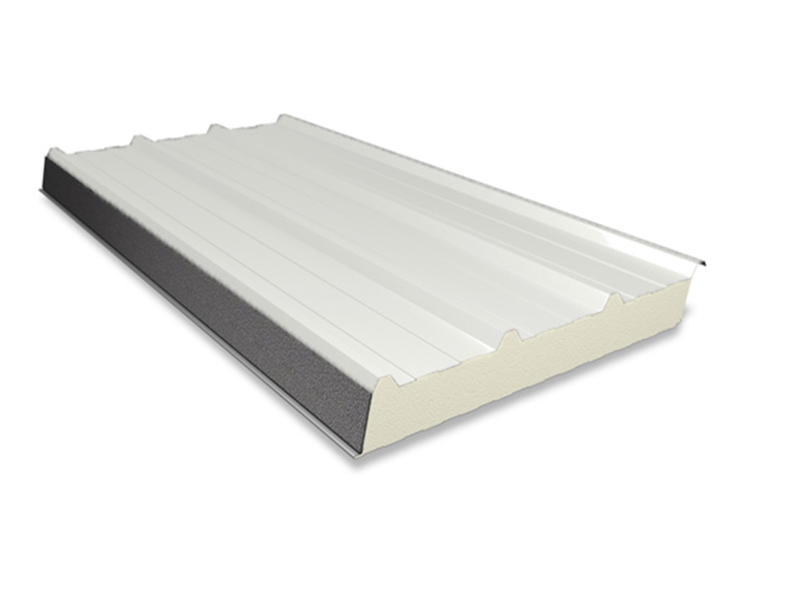 SAB trapezium PIR sandwichpaneel dak type D, 3 Kroon, 40/70mm, 0.75mm, interieur, HPS200 Ultra White (±RAL 9003)